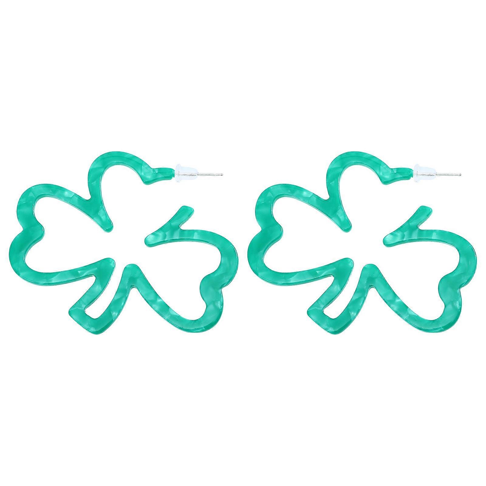 2Pairs Clover Shape Earrings Creative Ear Studs for Decor Women