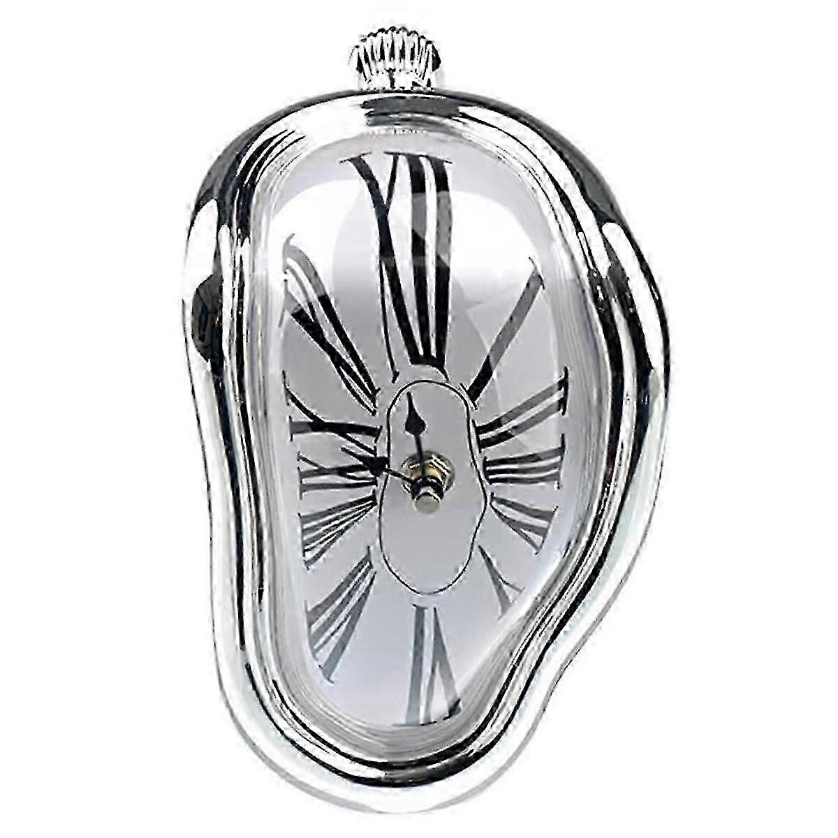 2025 Melting Clock Salvador Dali Inspired Melted Clock Silent Movement LShaped Curved Shelf Clock for Home Office Desk