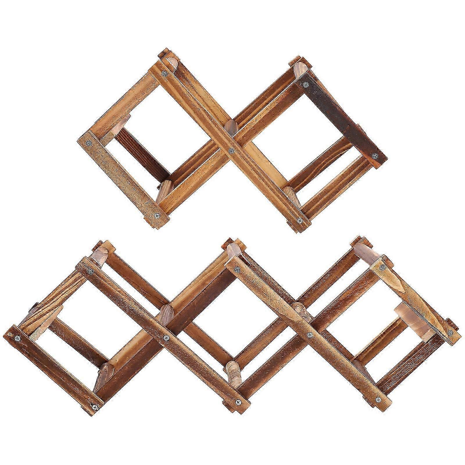 Foldable Wine Rack Made of Premium Wood for Kitchen Bar with Creative Design Brown 2pcs