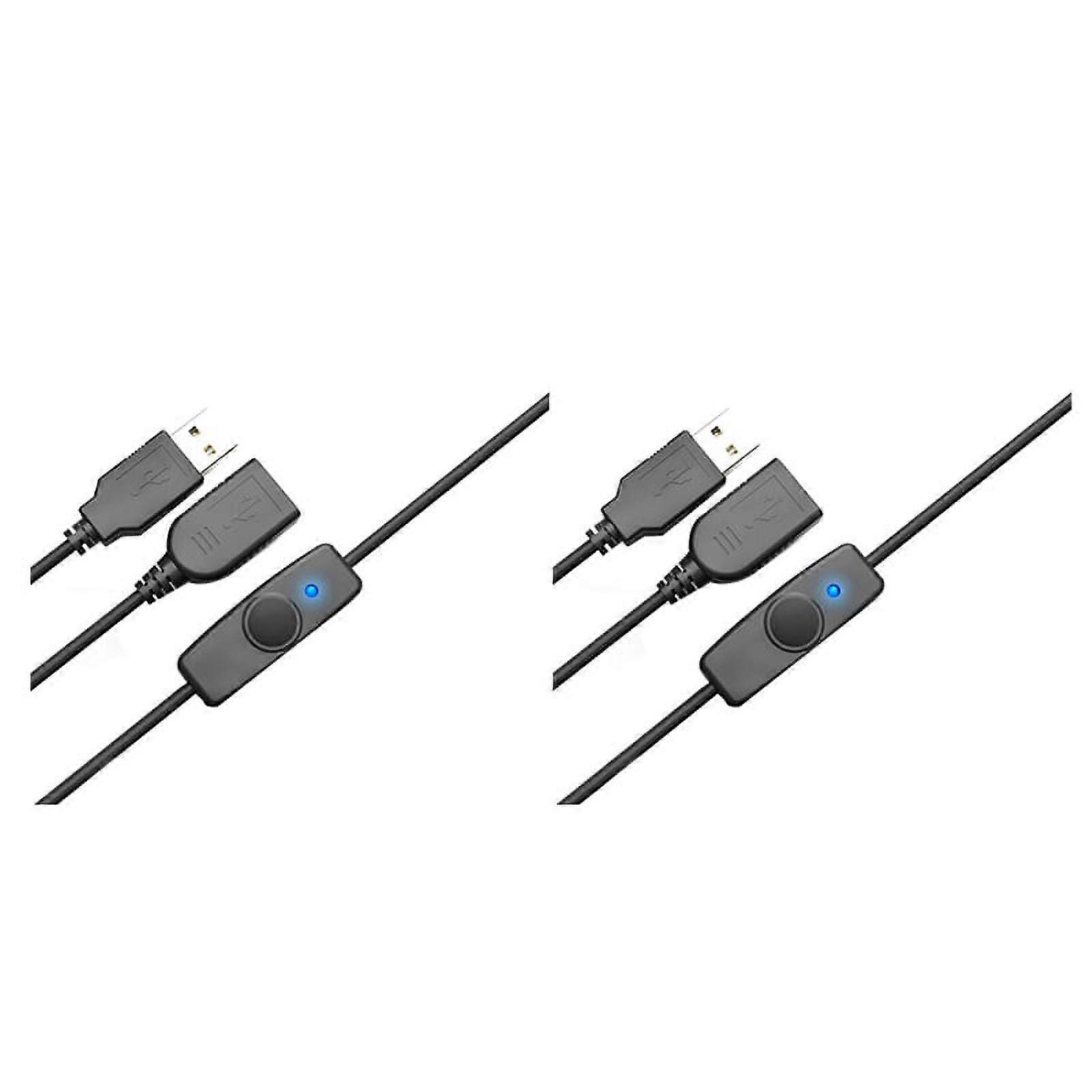 2X Data Sync USB 2.0 Extender Cord USB Extension Cable with ON OFF Switch LED Indicator for PC Laptop USB Fan LED Lamp