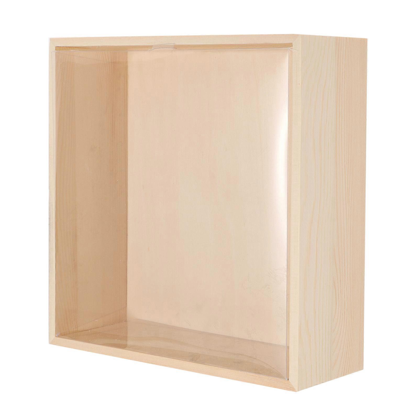 Window Wood Box Wooden Storage Box for Gift Packaging 1Pcs