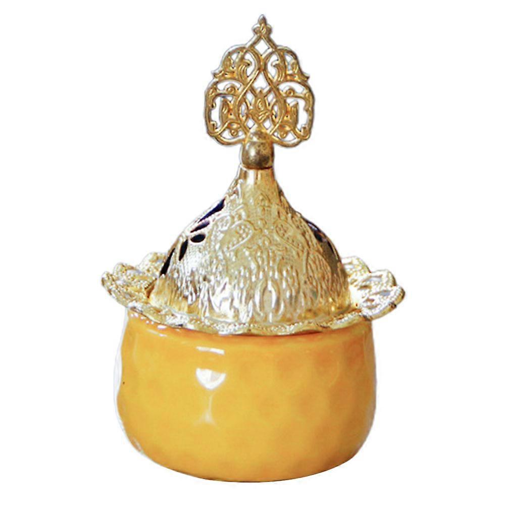 3Pcs Incense Holder Ceramic Incense Cone Stand Rounded Corners Indoor Use Yellow Creating Relaxing Atmosphere