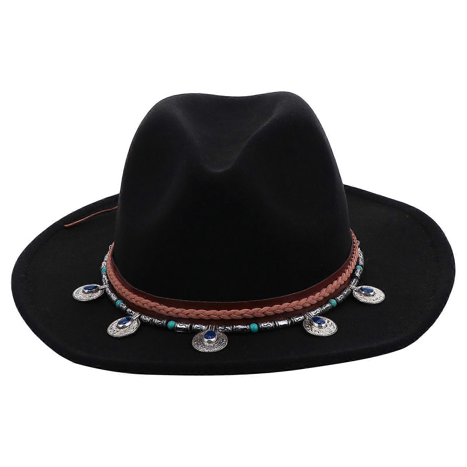 Fancy Wide Brim Hat For Ladies Winter Dinner Comfortable Black 1Pcs