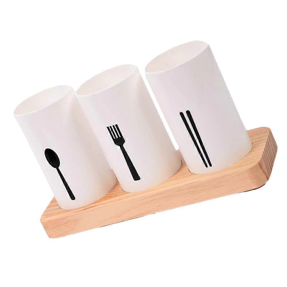 Chopstick Storage Rack Cylindrical Shape Bamboo Material Draining Function For Daily Use In Dining Room 1Set