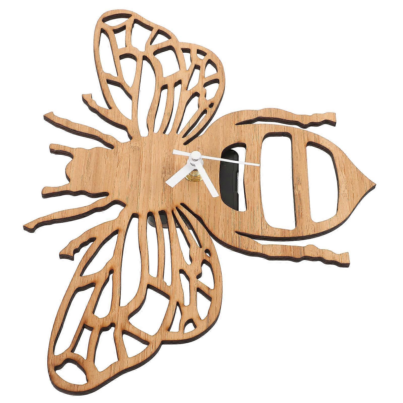 Artistic Wooden Wall Clock With Unique Bee Shape For Decoration 4Pcs
