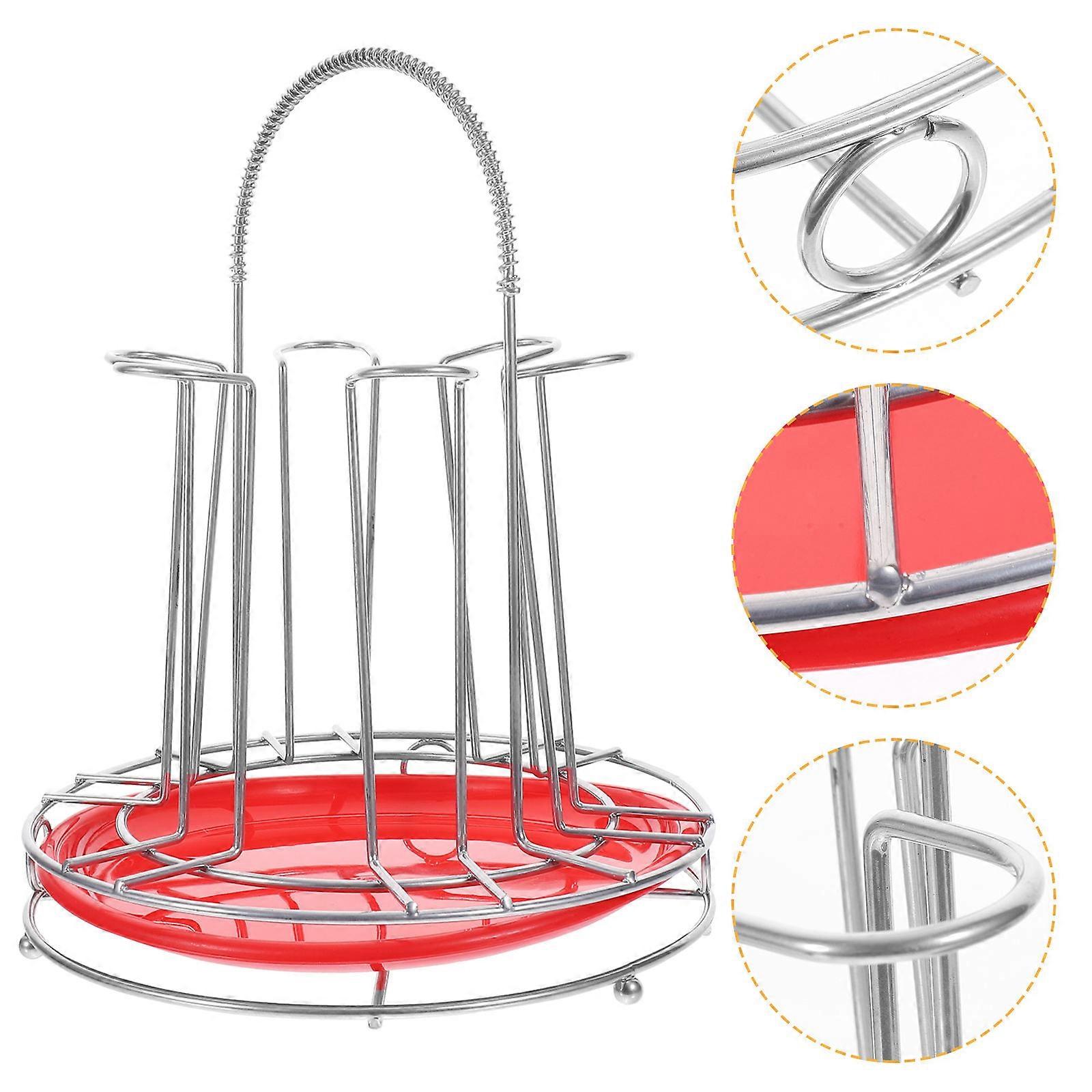 Cup Organizer Alloy Six Cups Holder for Storage 2Pcs with Tray Silver