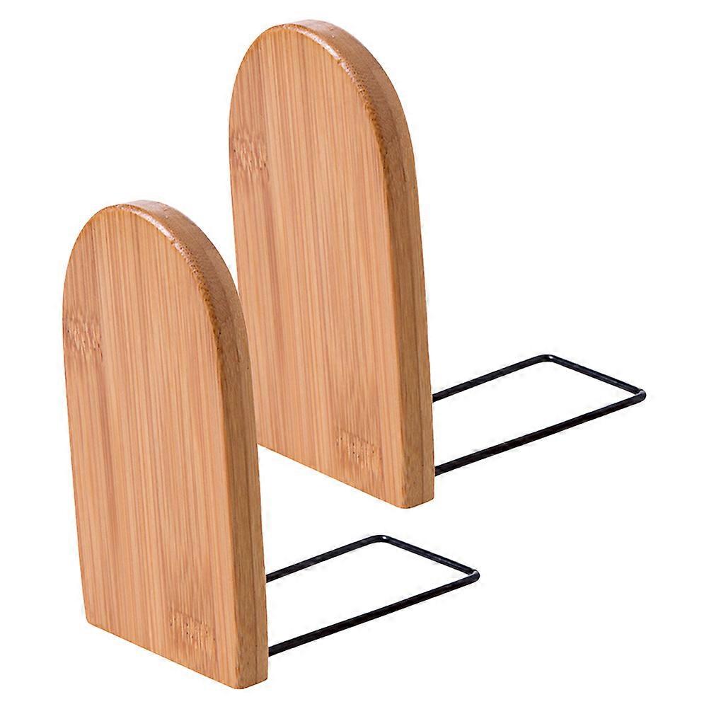 Bookends Bamboo Bookends for Organization 2Pcs Sturdy