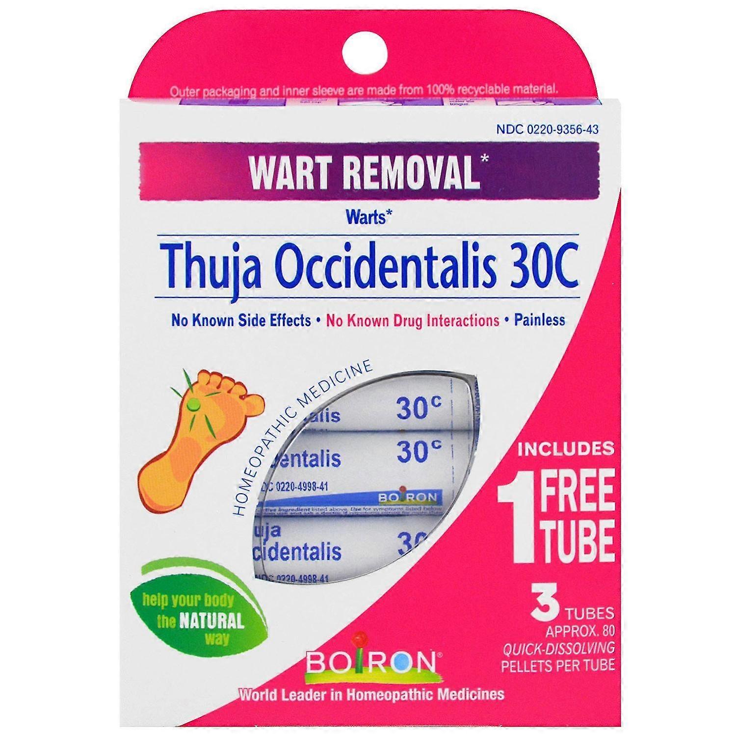 Boiron, Thuja Occidentalis 30C, 3 Tubes, Approx 80 Pellets Each