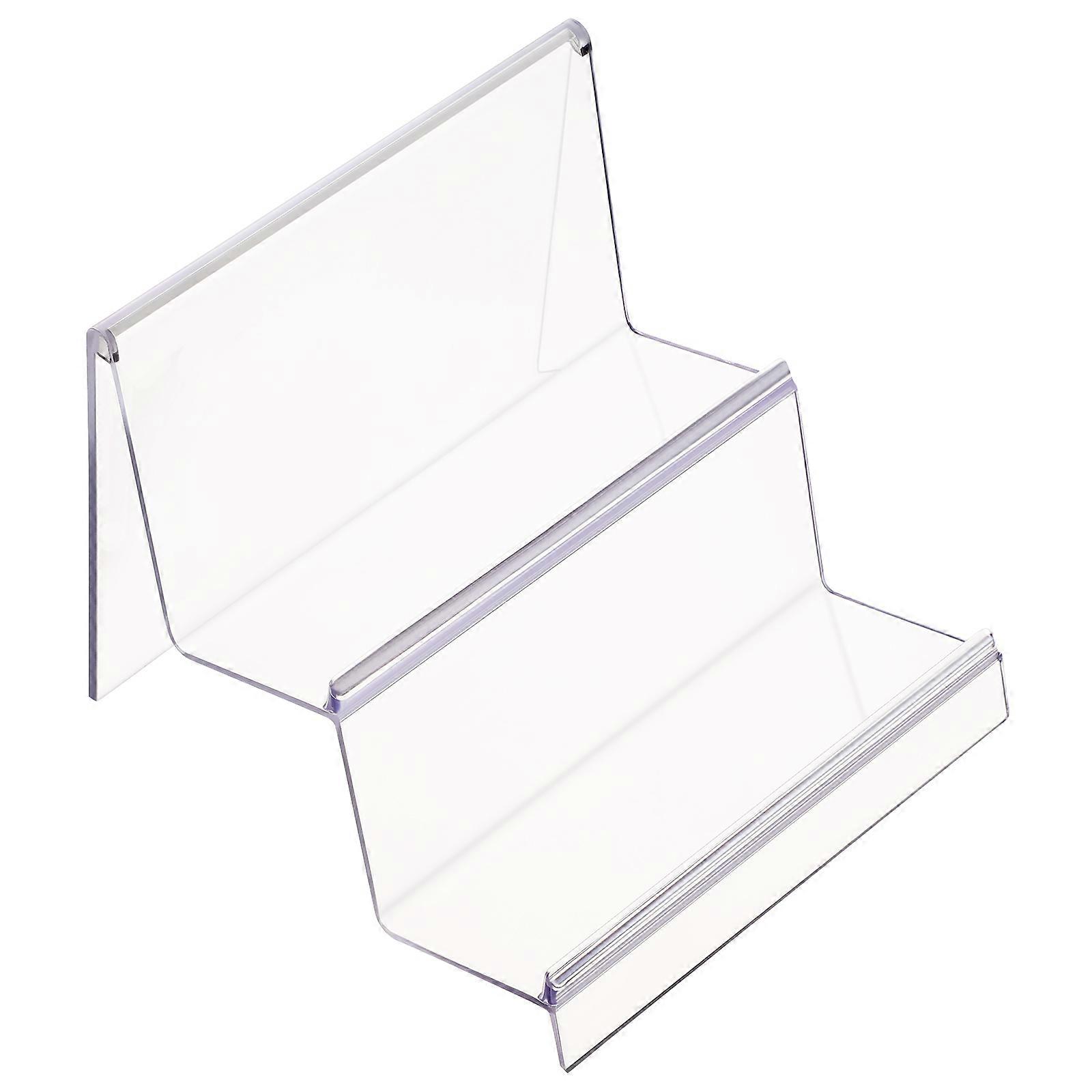 Clear Wallet Display Stand Acrylic Storage Rack for 3Pcs Two Layers