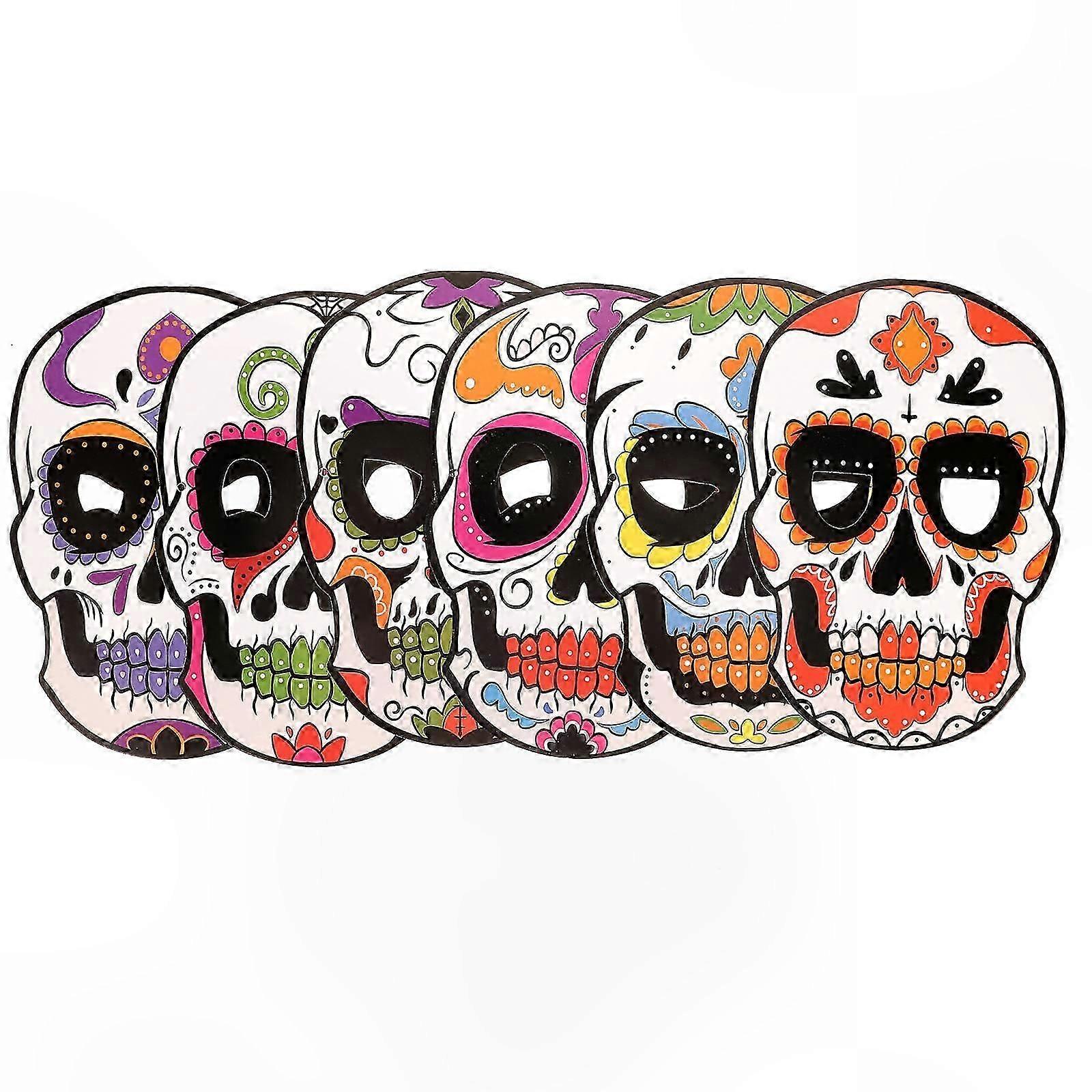 Carnival and Cosplay Accessory Set of 6 Skull Masks for Costume Events