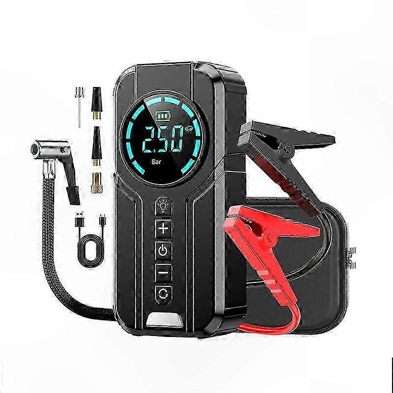 Portable 4-in-1 Car Emergency Tool: Jump Starter, Air Compressor, Power Bank, LED Light