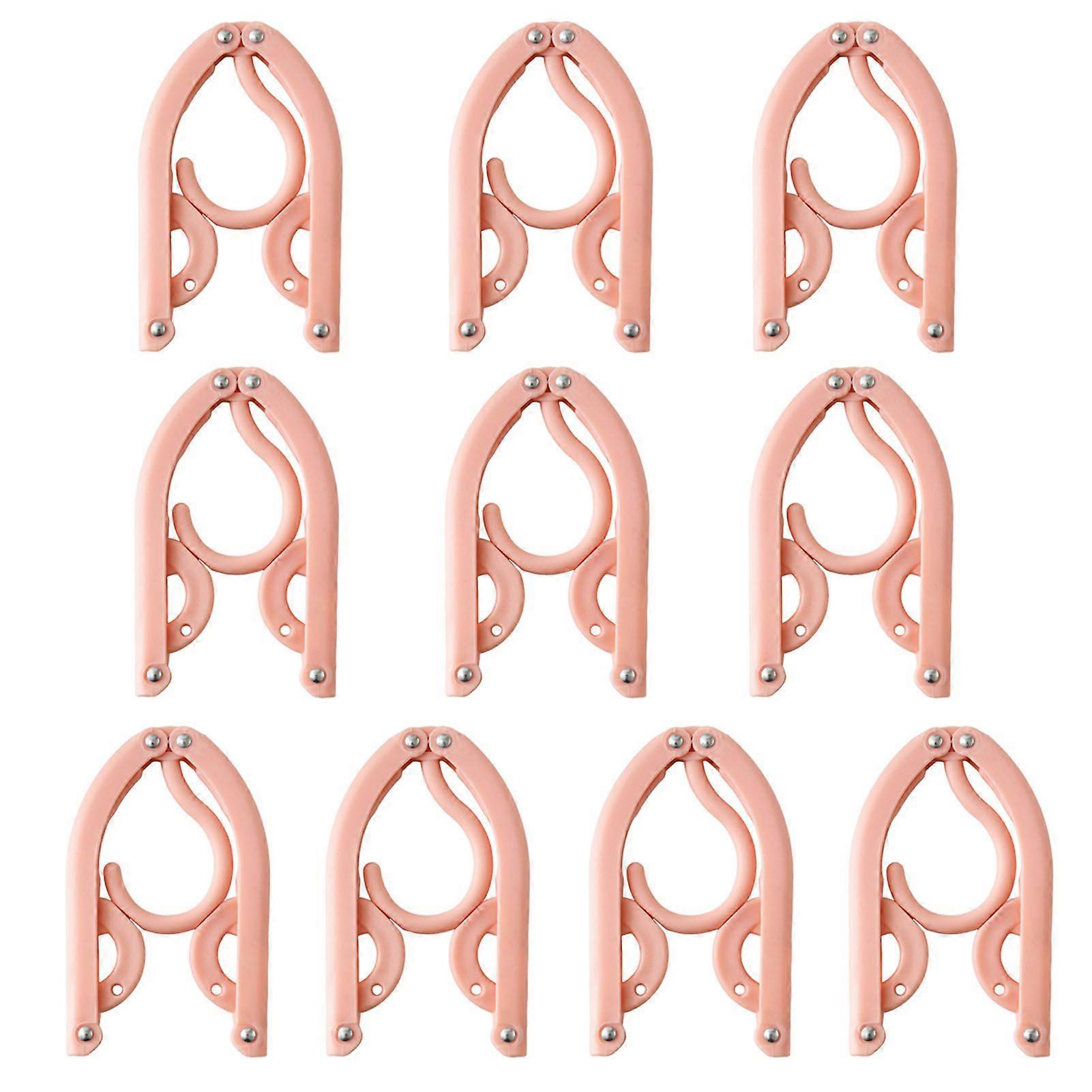 10Pcs Folding Clothes Rack Non-Slip Hangers Curved Groove Design Portable Compact Space-Saving Travel Hangers