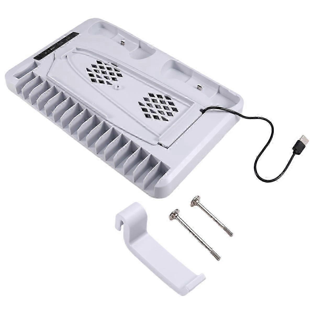 RGB Cooling Base Gamepad Charging Stand for PS5 Console Holder Headset Hook Game CD Storage Rack for