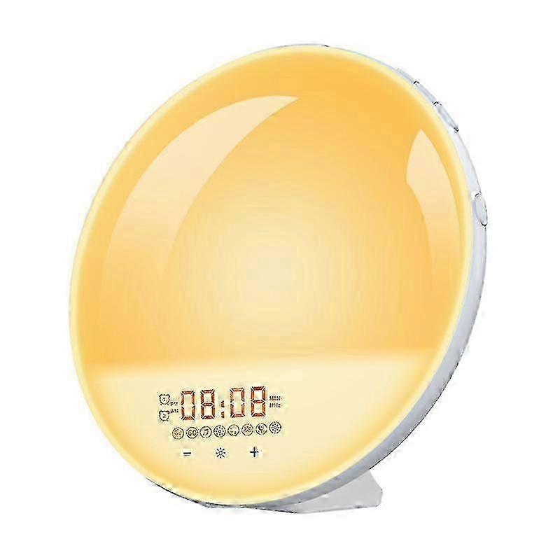 Wake-Up Light Alarm Clock with FM Radio, Natural Sounds, Snooze Function, and Mood Lighting
