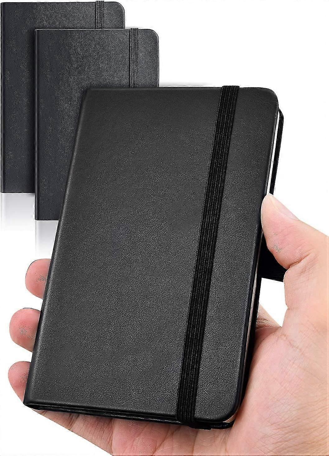 Pocket Notebook Small Notebook 2-pack, 3.5" X 5.5" Pocket Notebook Hardcover Total 192 Pages Thick Lined Paper With Inner Pockets Leather Mini Journal