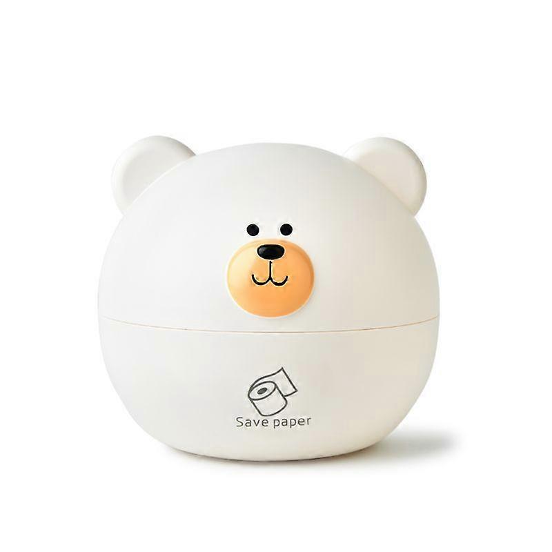 Cute Bear Tissue Storage Box Round Creative Cartoon Animal Desktop Tissue Box (White)