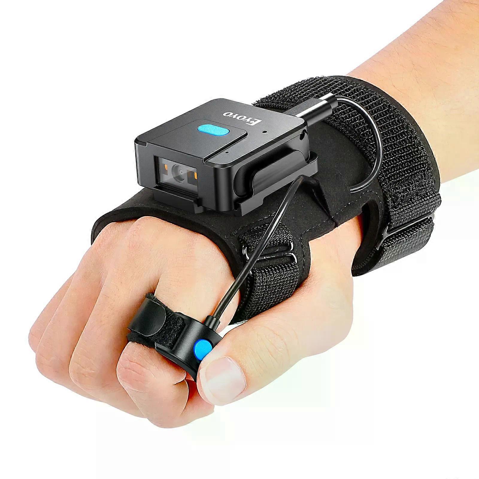 Eyoyo 2D Bluetooth Barcode Scanner Left&Right Hand Glove Wearable Scanner Patable 1D QR Finger Bar Code Reader Wireless Device