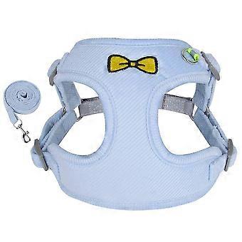 Small Dog Harness Reflective Dog Harness Reflective Pet Vest with Traction Rope for Walking Blue L