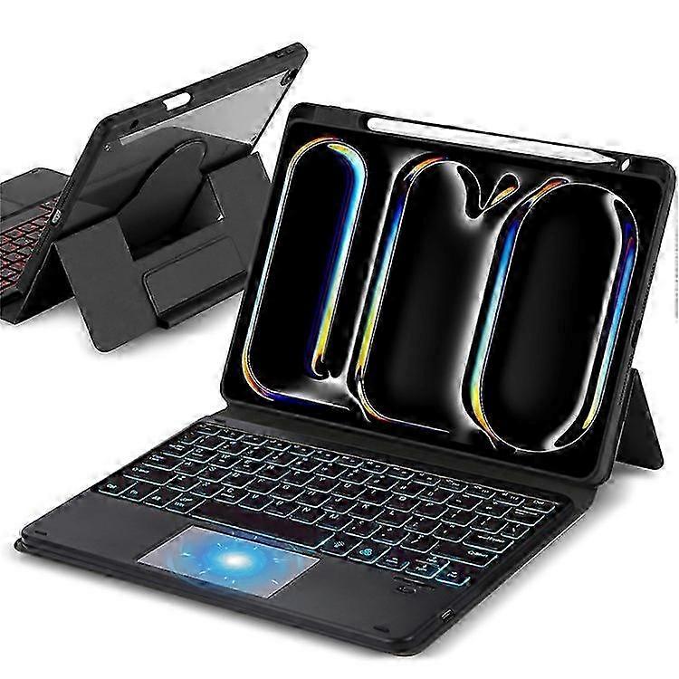 25-26 TP-5102D Compatible For iPad 10.2 (2021) / (2020) / (2019) Magnetic Detachable Bluetooth Keyboard PU Leather Case with RGB Backlig