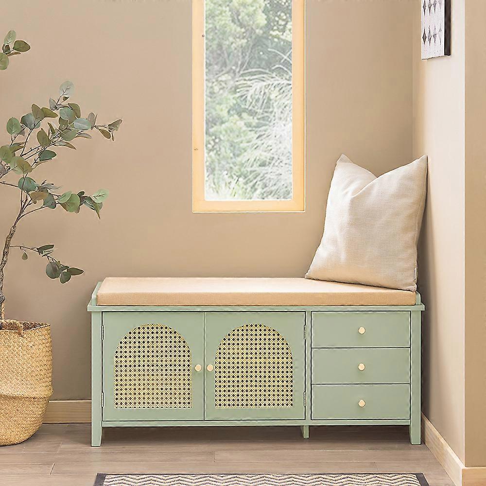 Armadio Per Scarpe Con 4 Cassetti Pieghevoli, Armadio Per Scarpe In Rattan Con Maniglie In Metallo Stile Casa Di Campagna 100 X 25 X 90 Cm 93431585