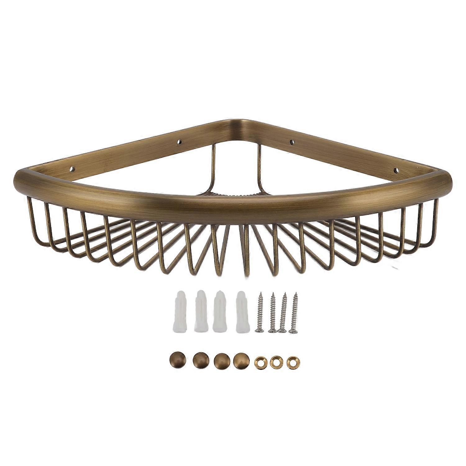 Vintage Corner Shower Caddy Brass Triangular Storage Rack Shelf Bathroom Organizer Corner Shelf