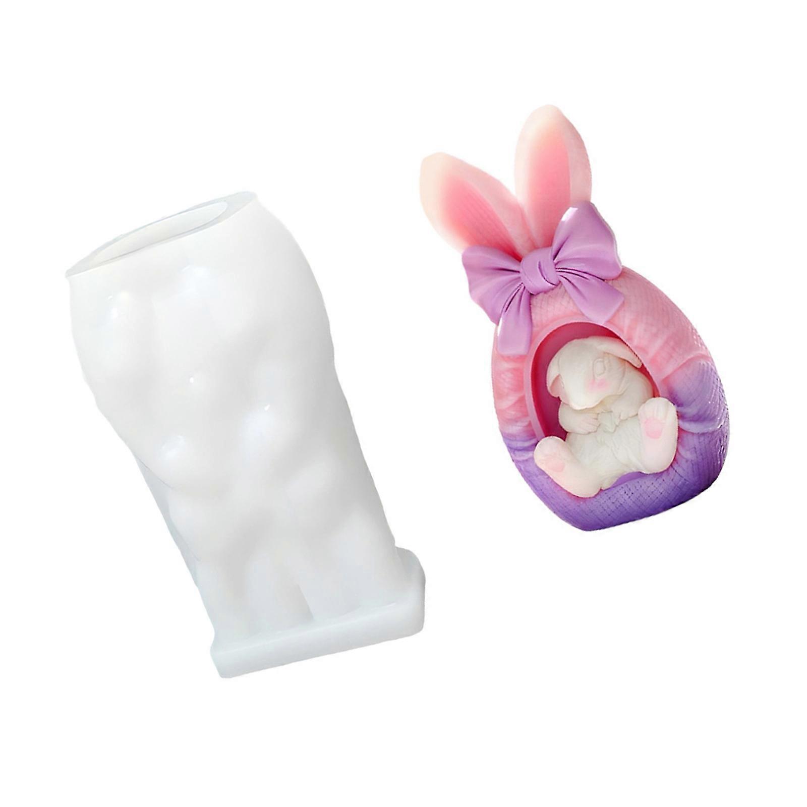 Reusable Rabbits Shaped Silicone Candle Making Mould Safe For Chocolate Art Creation Multicolor