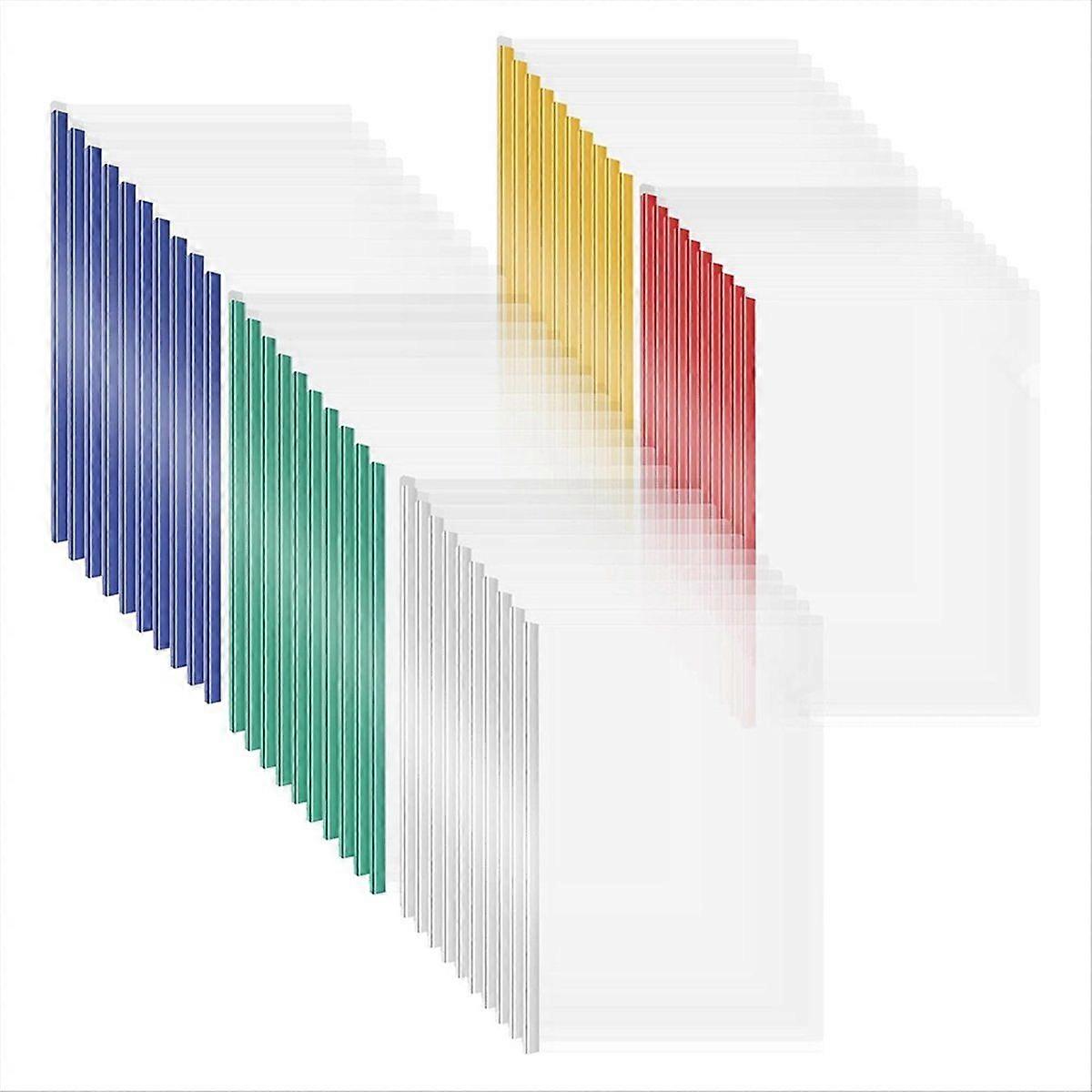 50 Pack Clear Report Covers with Sliding Bars 70 Sheet Capacity 9mm Transparent Resume Folders Bind