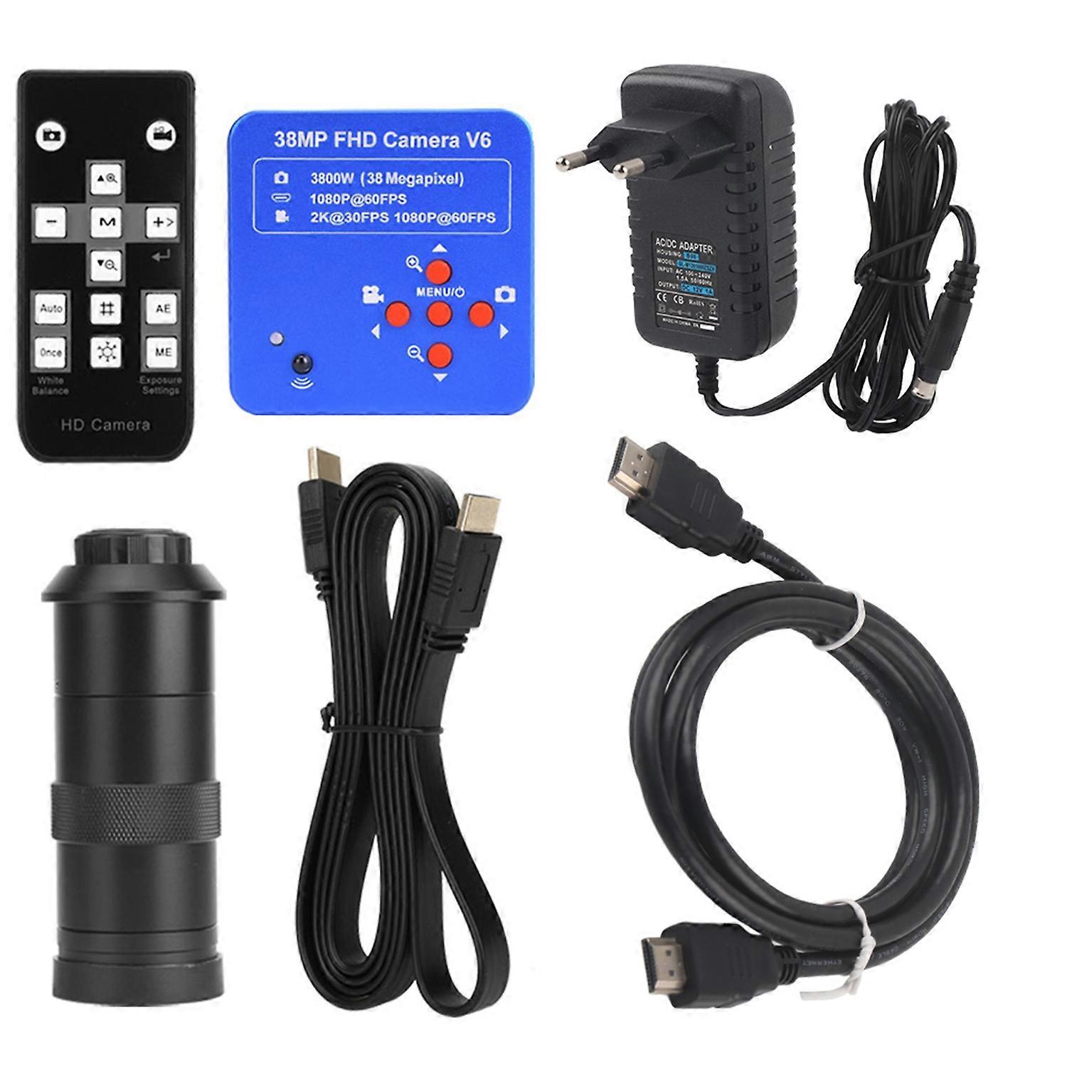 38MP HDMI USB Industrial Video Microscope Camera with 100X Lens Set