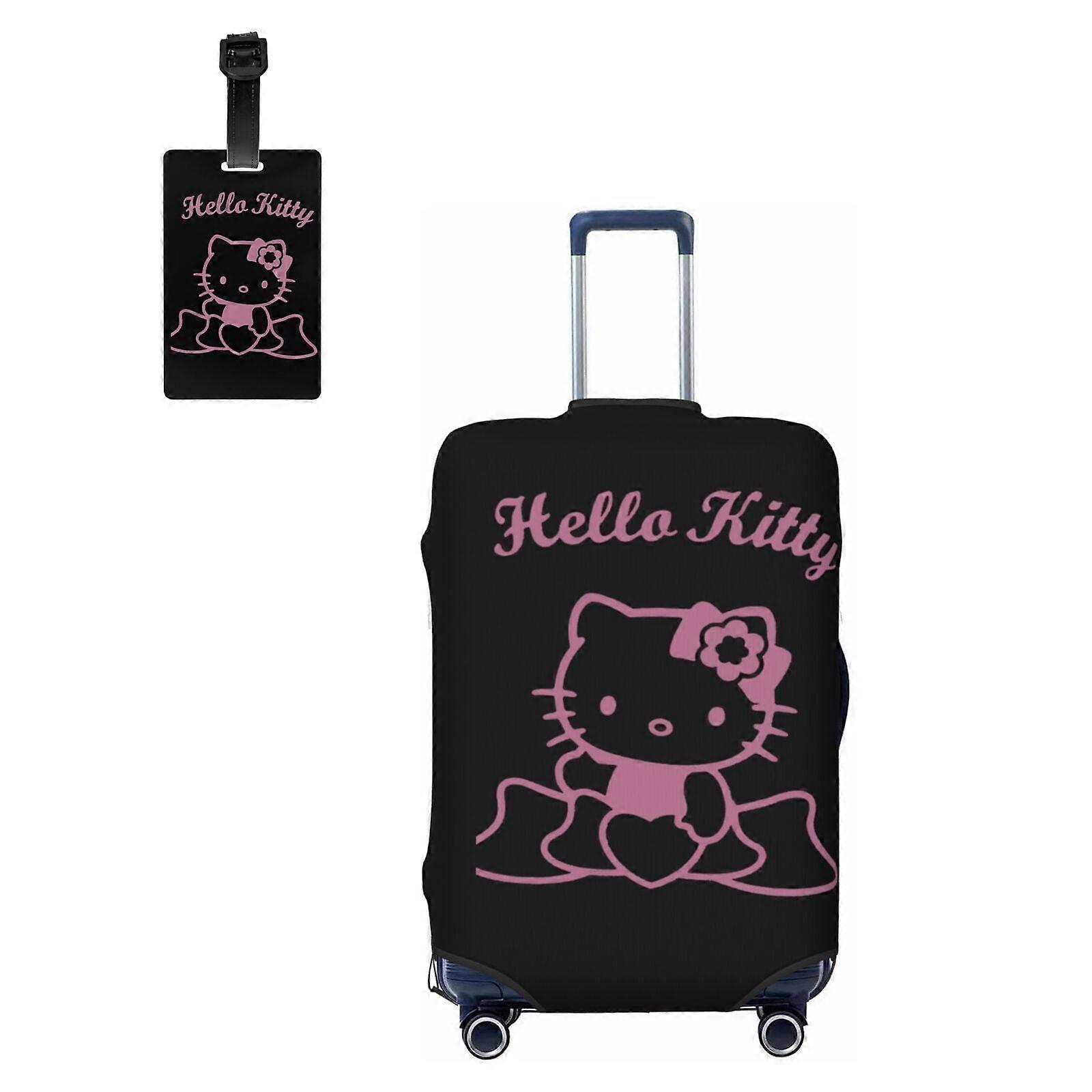 Capa protetora para mala de viagem Hello Kitty, lavável e elástica, com zíper oculto, compatível com malas de bordo padrão de 45 a 53 cm (18" a 21").