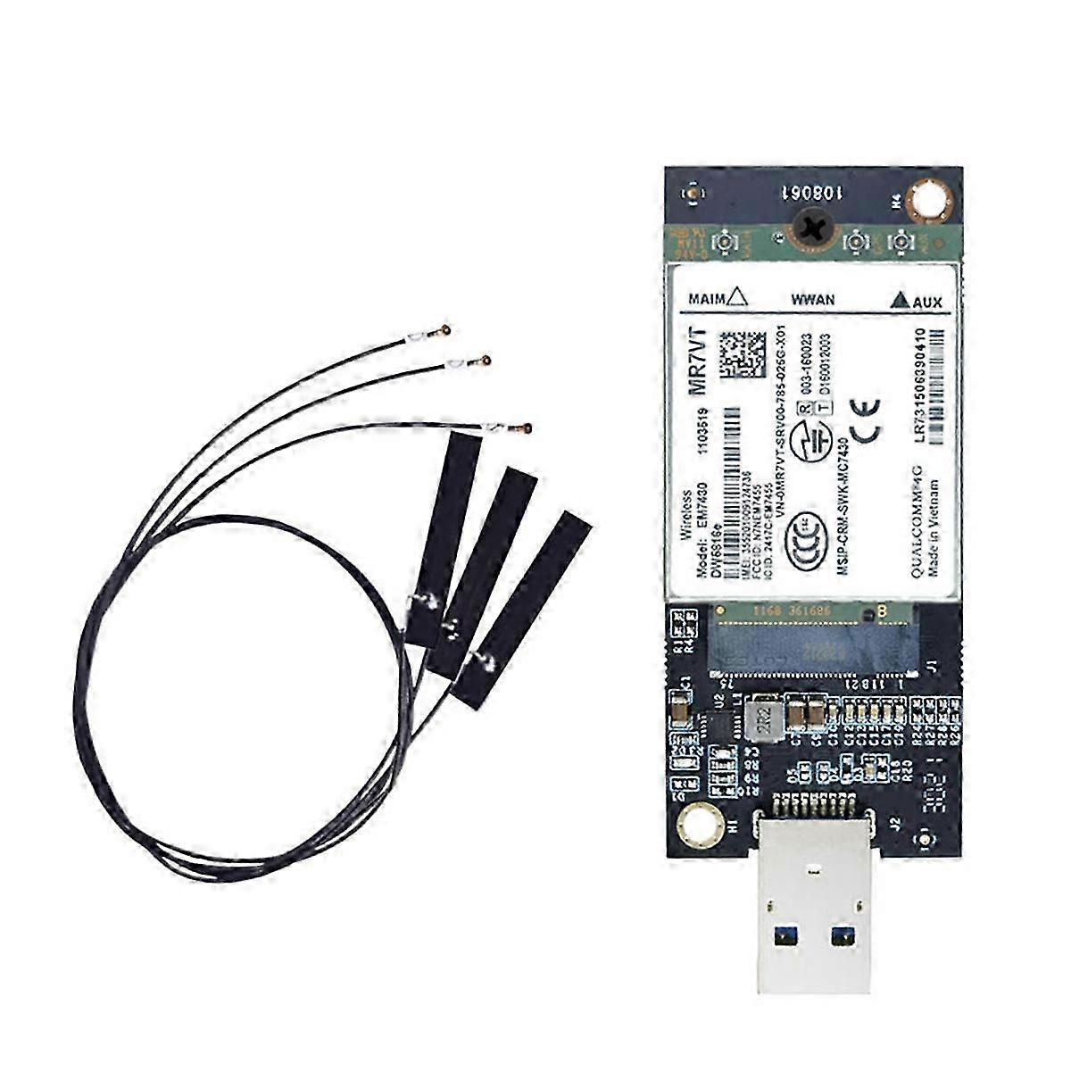 EM7430 WWAN Card+3XAntenna DW5816e CAT6 4G Module M2 IoT / Laptop with WWAN to USB AdapterHwy