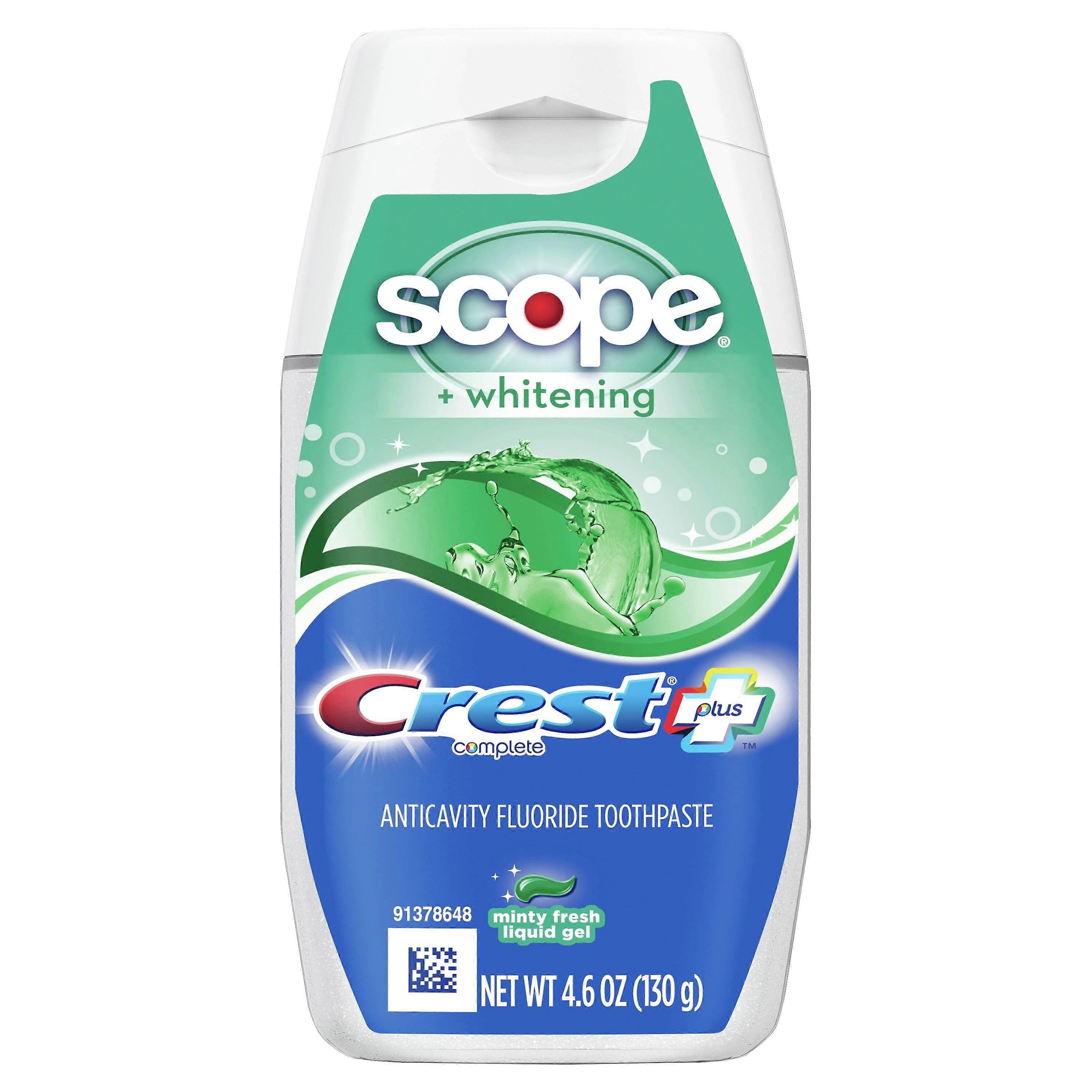 Crest Complete Plus Scope Minty tuore nestemäinen geelihammastahna, 4.6 oz