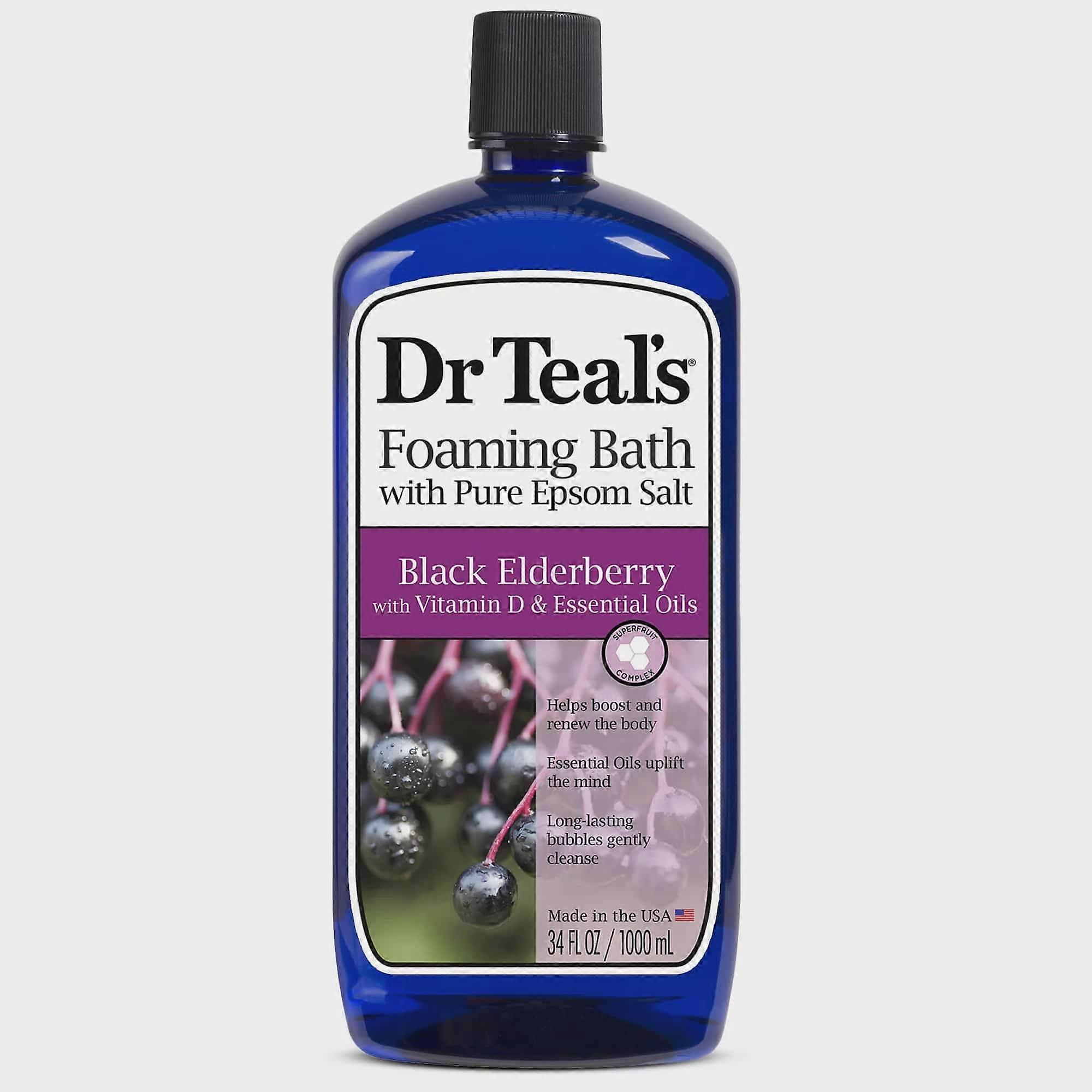 Dr Teal's Foaming Bath With Pure Epsom Salt, Black Elderberry With Vitamin D, 34 Oz