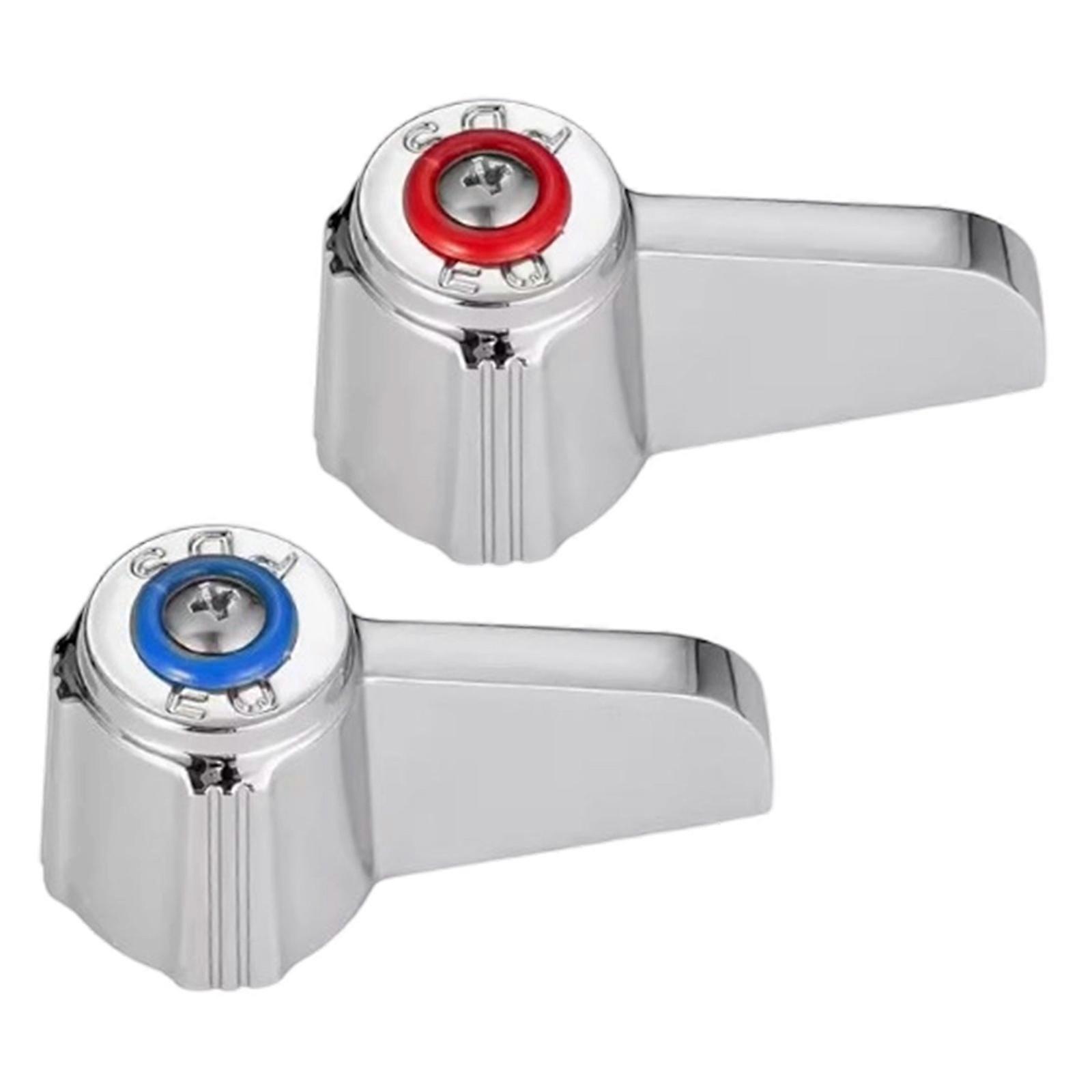 2Pcs Commercial Faucet Handle Replacement Kits Corrosion Resistant 0.43 Round Stem Hole Faucet Handle For Outdoor Use Multicolor