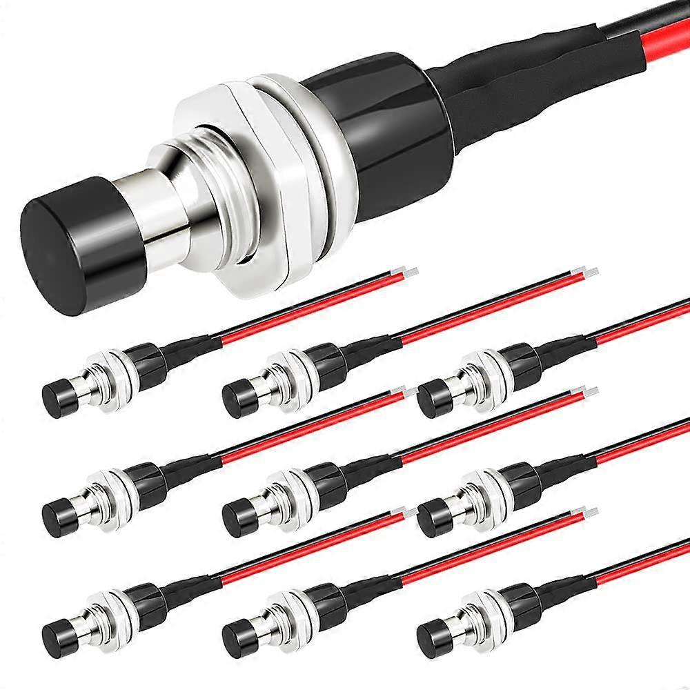 10 Pcs Momentary Push Button Switch 1A 250V AC SPST 2 Pin ON/OFF for Car, PC, Table Lamp Black