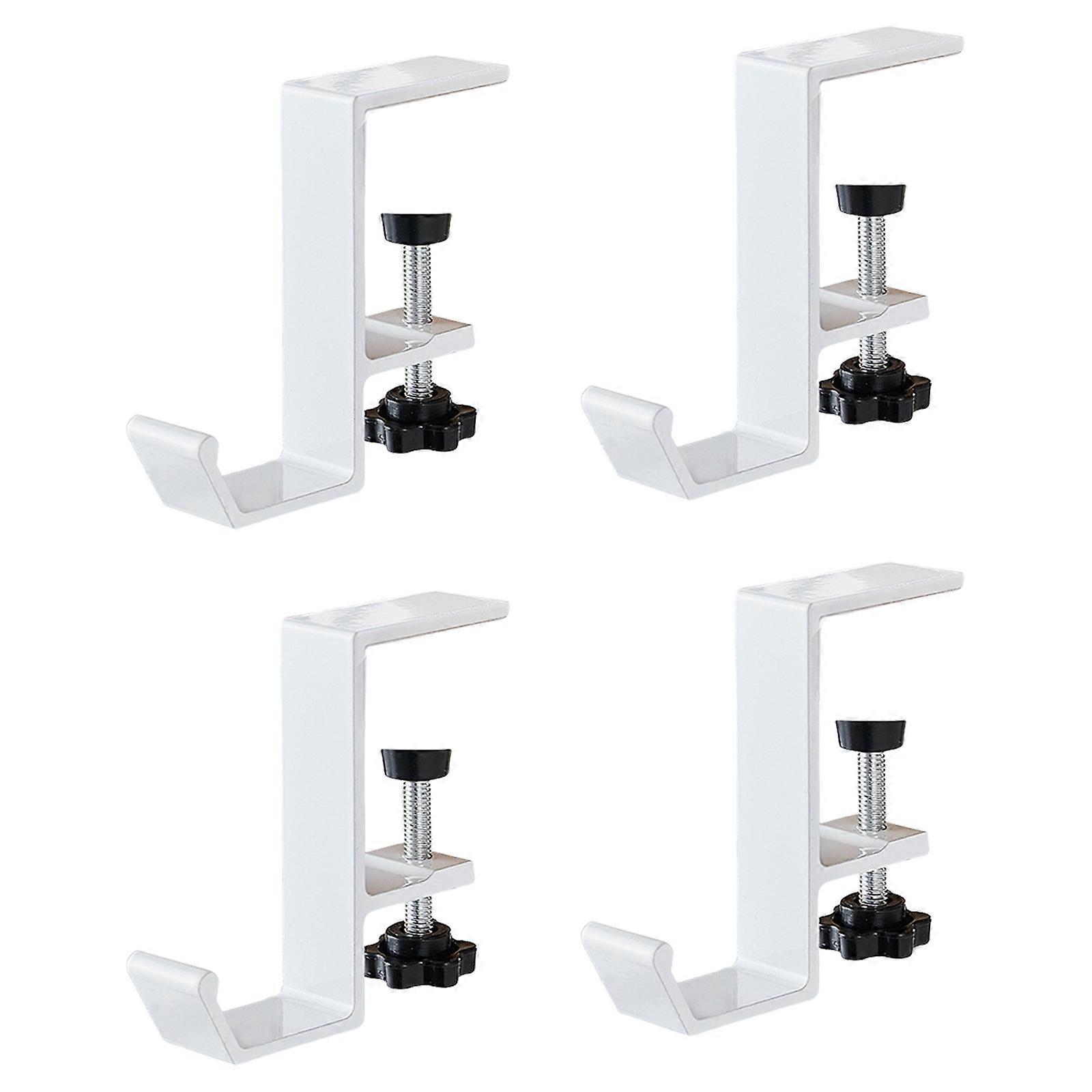 Set of 4 Removable Desk Edge Hook No Adhesive Needed for Easy Installation and Functional Use in Homes or Office  White