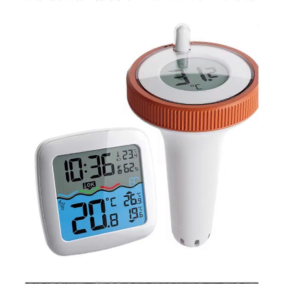 Floating Water Thermometer with Clock Wireless Floating Thermometers Pool Water Thermometer for Swi