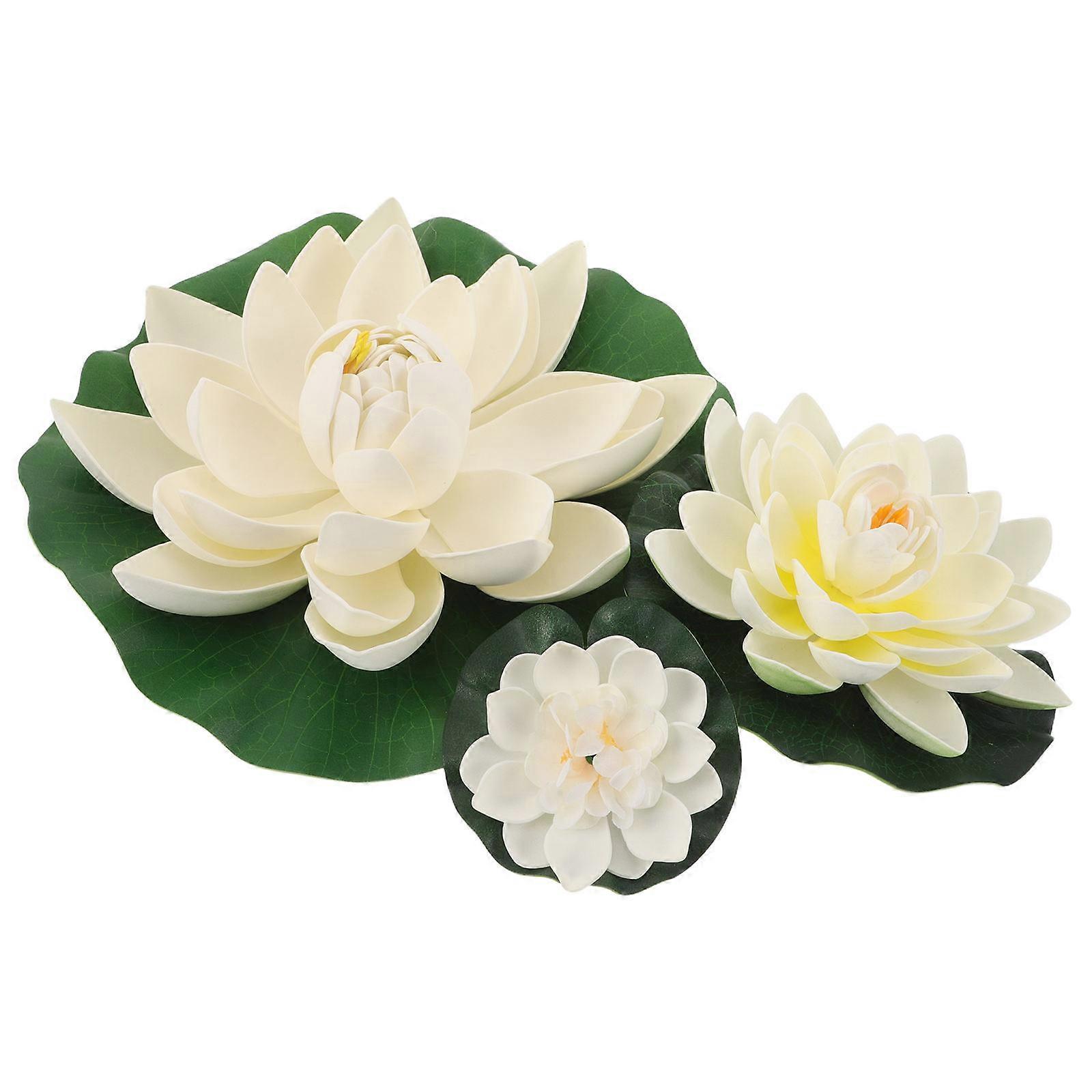Artificial Lotus Flowers Floating Water Lilies 3Pcs for Water Feature Decoration