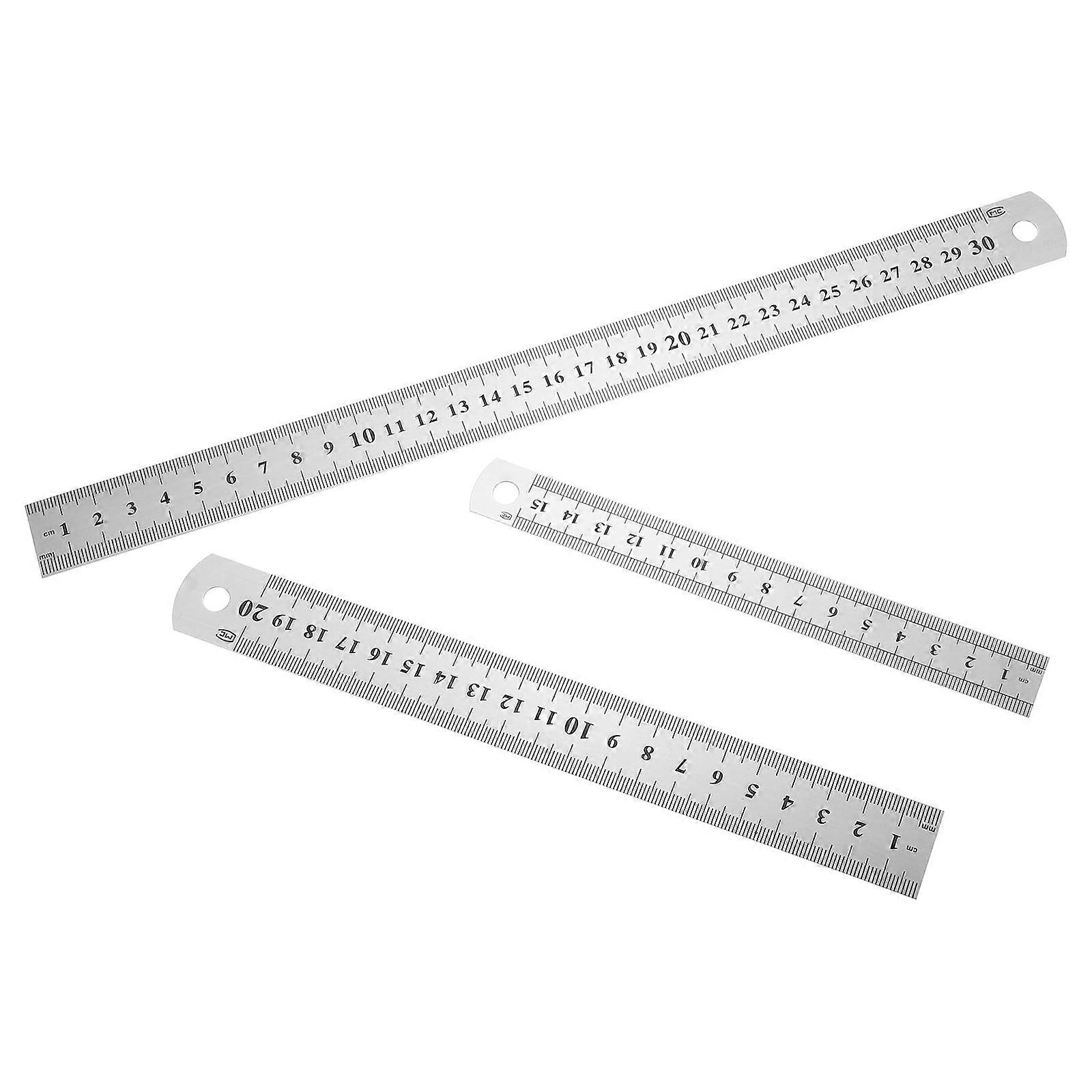 3Pcs Drawing Ruler Geometry Measurement Ruler Double Side Ruler Straight Ruler