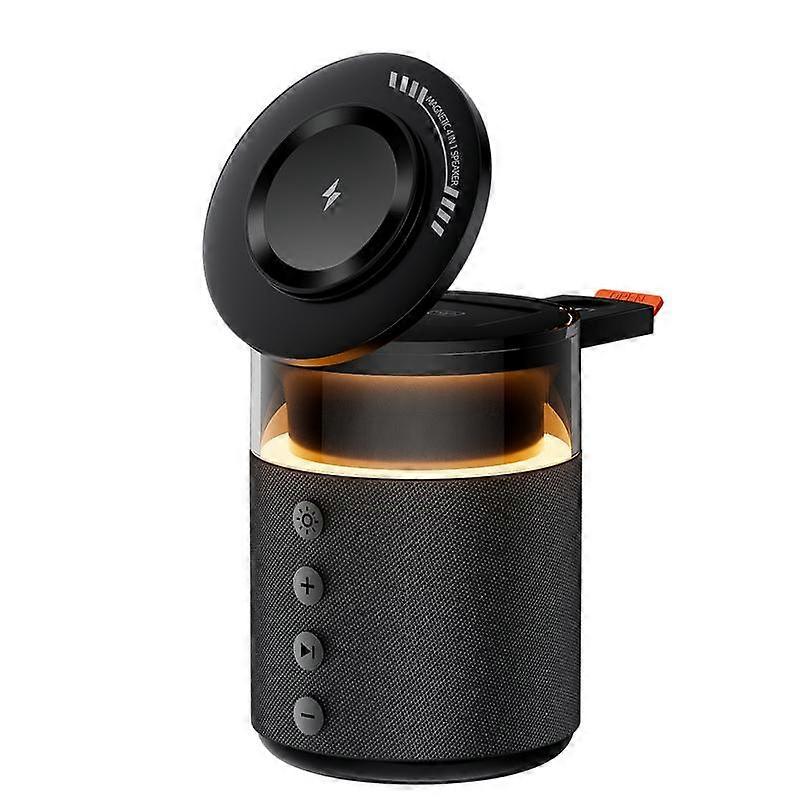 BLKE 5-in-1 Wireless Charging Station with Bluetooth Speaker Night Light 360�� Stereo Sound MagSafe Fast Charger & Phone Stand 33W Adapter In