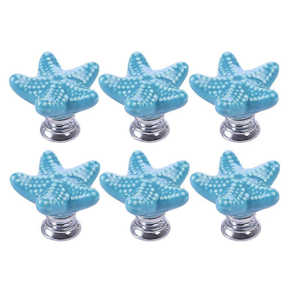 Ceramic Knobs for Dresser Star Drawer Pull Handles 6Pcs for Home Use