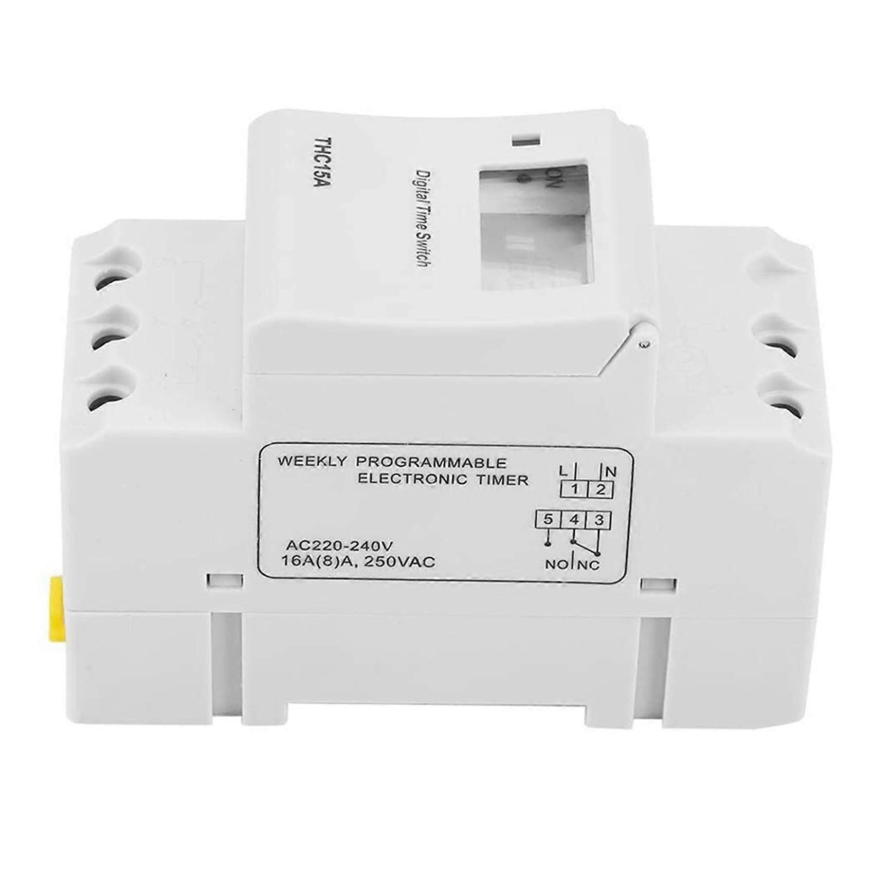 2X THC15A Digital Timer Switch Programmable Electronic Time Control Switch Time Delay Switch DIN Rail AC220-240V