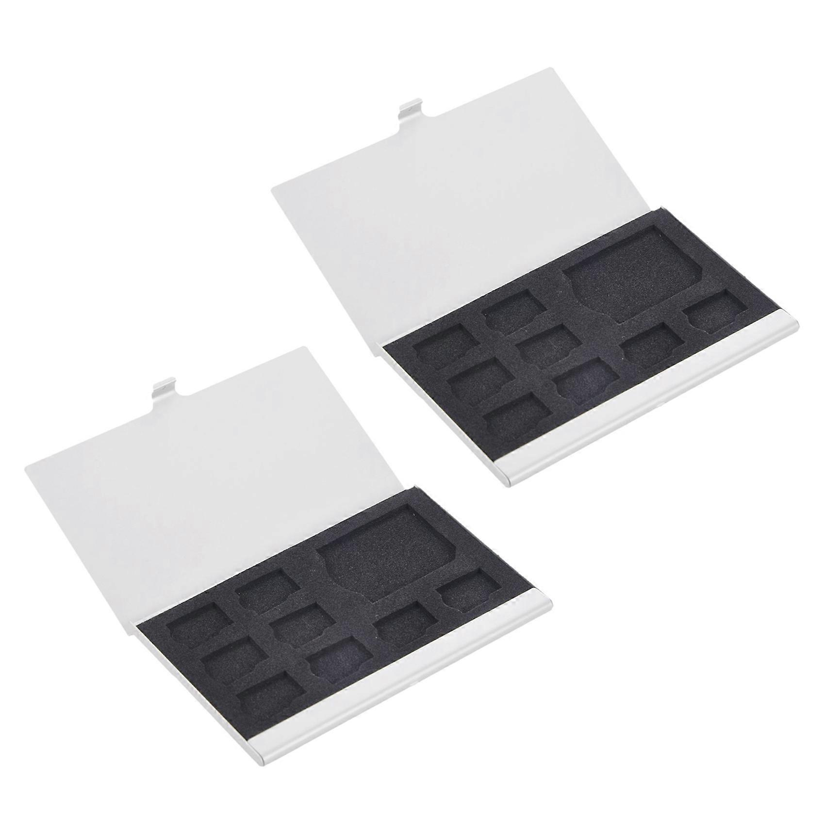 2X 9 Micro-SD/SD Memory Card Storage Holder Box Protector Metal Cases 8 TF&1 SD