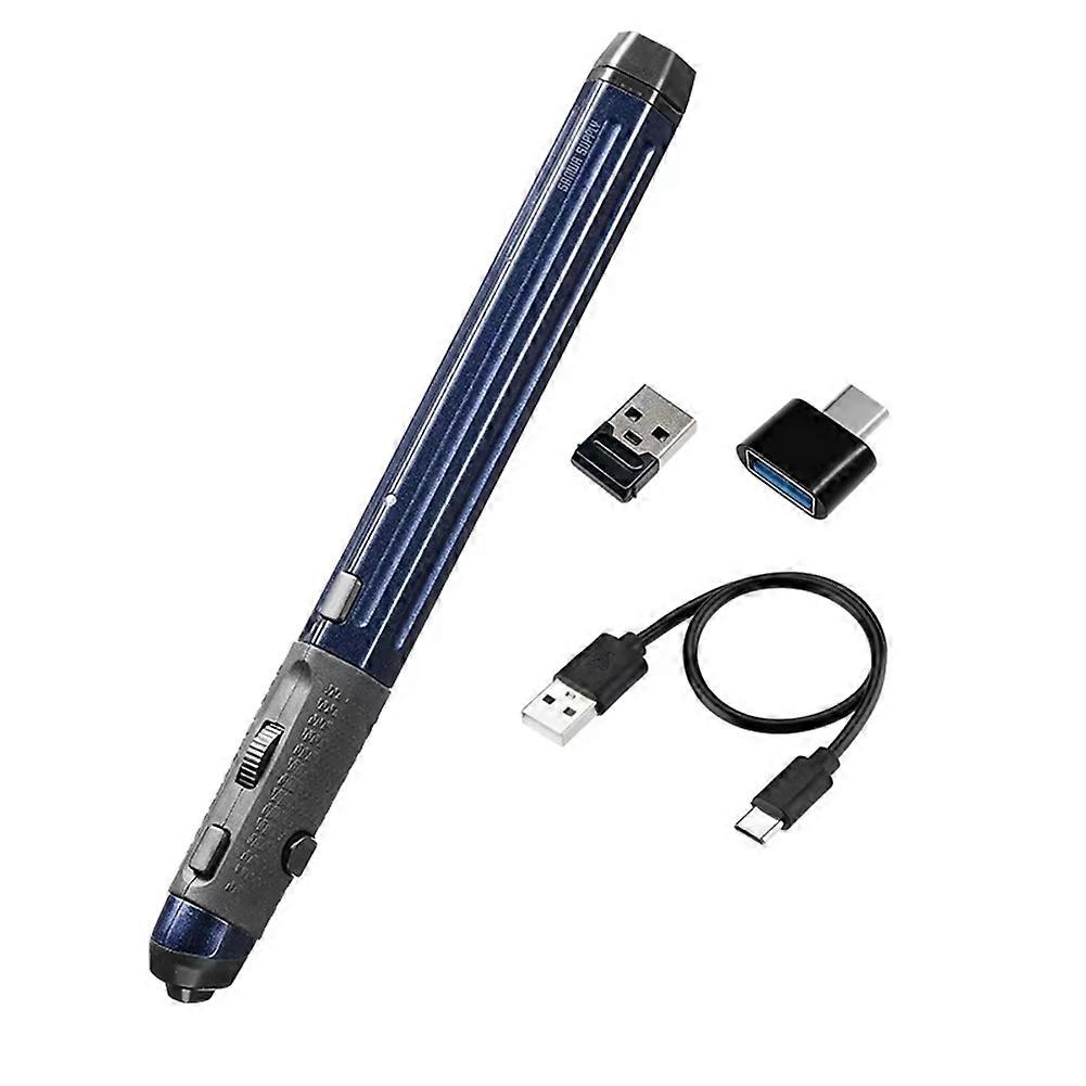 Wireless Mouse Bluetooth 3 Modes Charging Pen USB-A Type-C Type Novelty Universal for Home Office Computer Blue