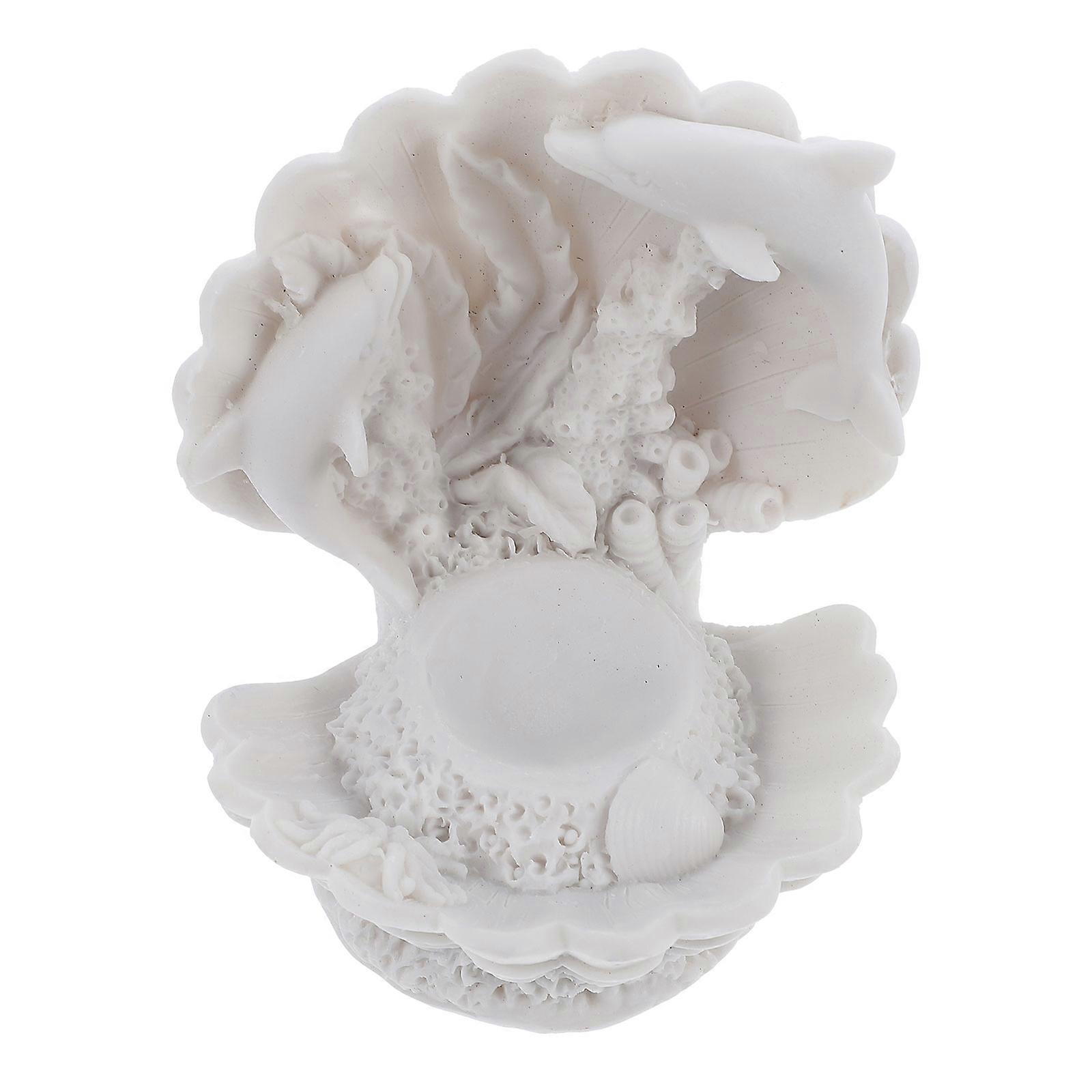 Resin Artware Dolphin Design Decor for Creative Table Decor 2Pcs White
