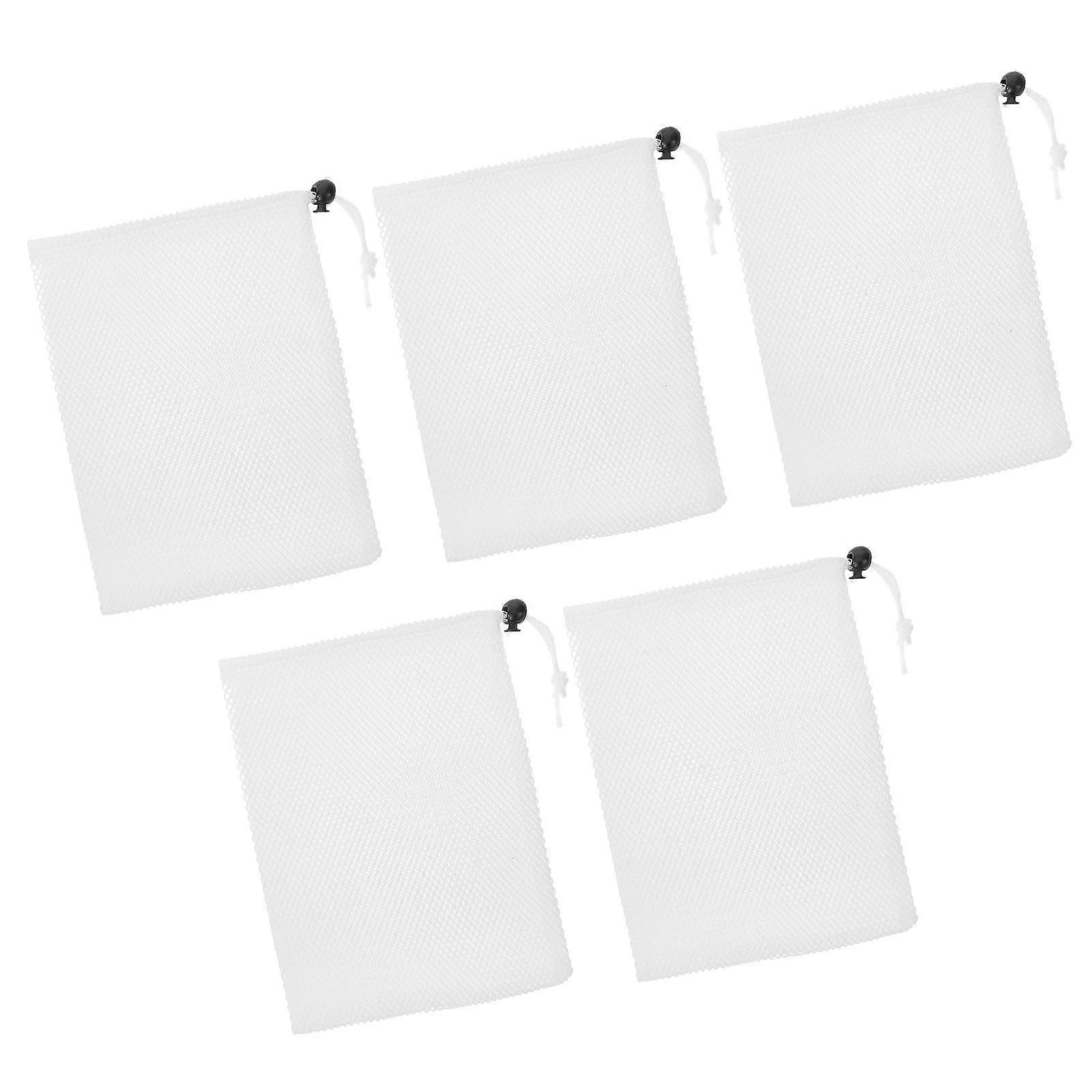 Mesh Drawstring Bags Drawstring Storage Bag for Travel Use 5Pcs White