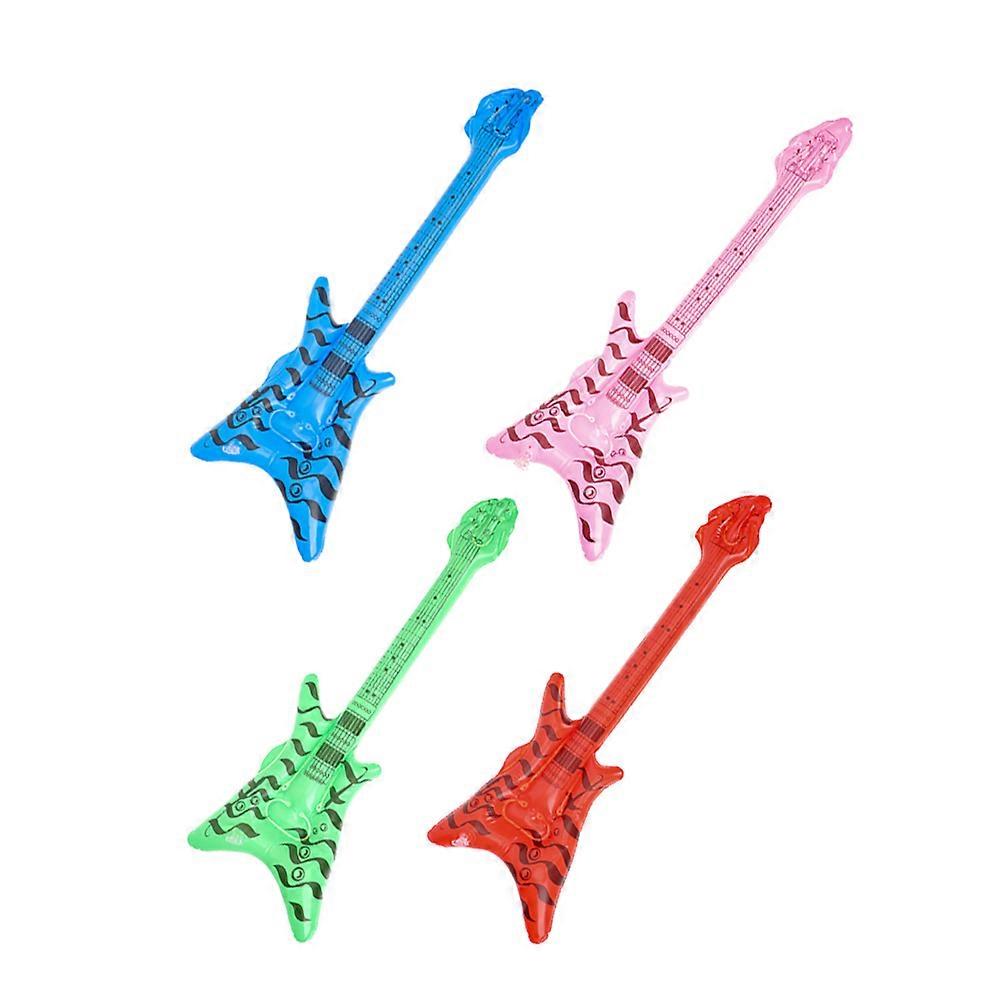 4 st uppblåsbara gitarrrockset för barn som spelar PVC-festtillbehör