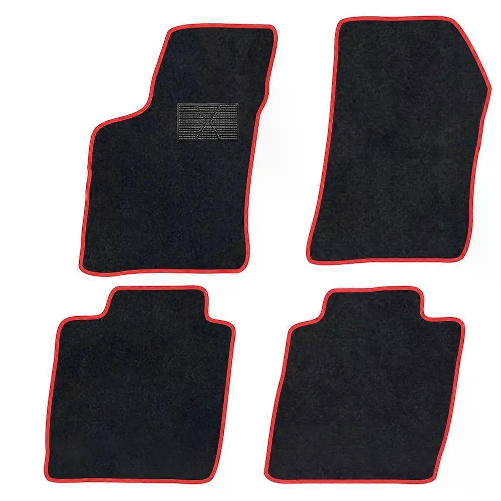 Car Floor Mat For Citroen DS9 2020Present  Polyester suede Anti Slip black Backing red Binding Trim Edge