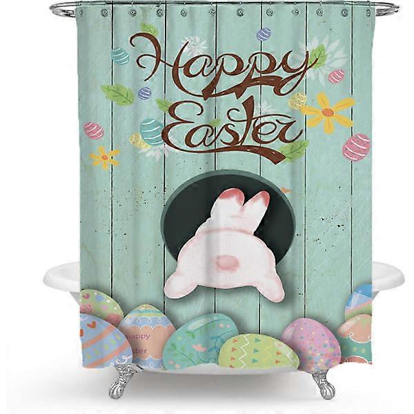 Cute rabbit shower curtain, with 12 plastic hooks 180*200cm