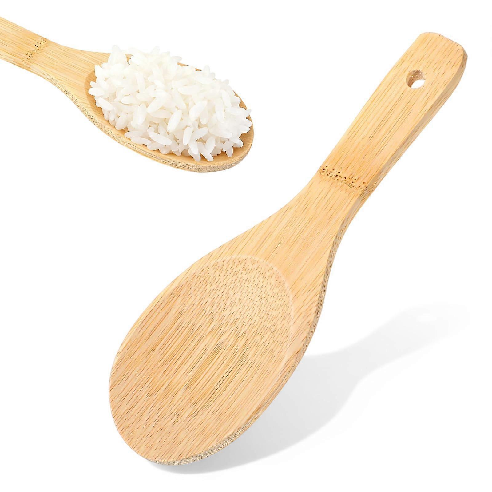 Bamboo Rice Paddle 20cm Nonstick Wide Scoop Ecofriendly Spoon for Serving and Cooking