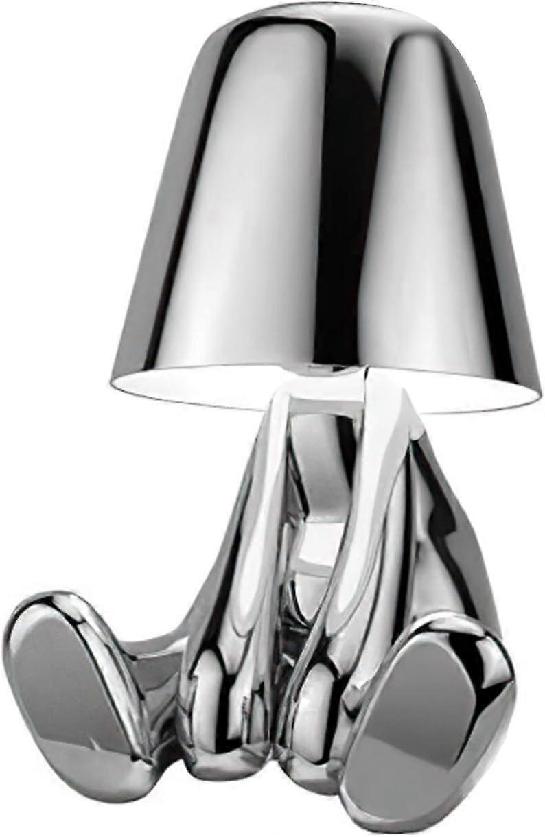 LED Table Lamp with Touch Control Dimming, USB Rechargeable Bedside Light, 3 Brightness Levels, Chrome